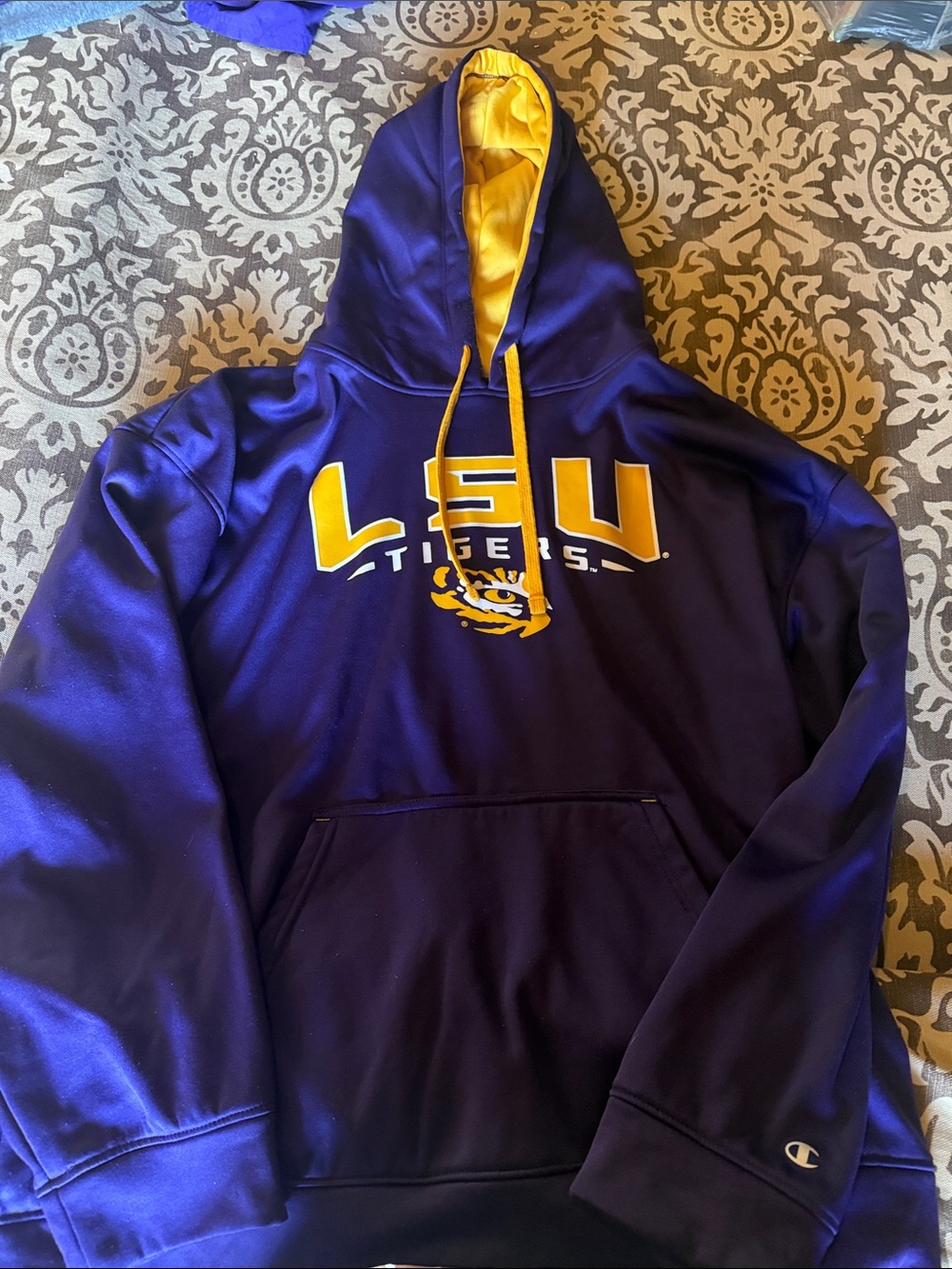 Tigers Purple and Gold Pullover Hoodie Champion- Men's